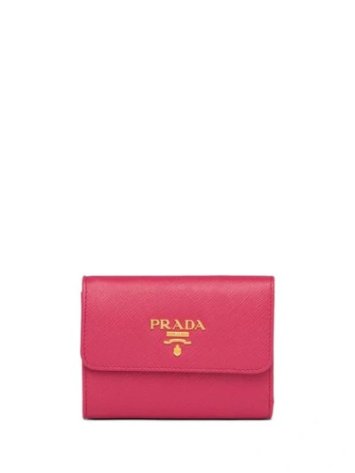 Prada Saffiano Tri-fold Wallet In Pink