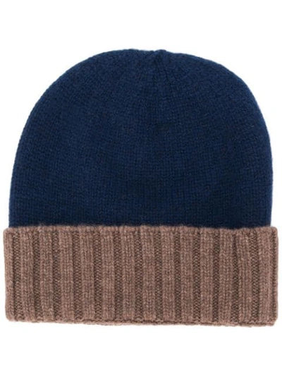 Dell'oglio Ribbed Detail Knitted Hat In Blue