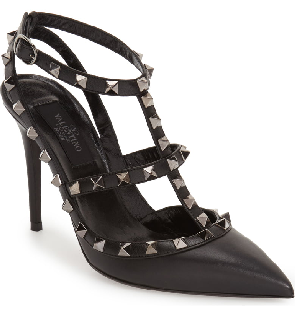 Valentino Garavani Rockstud Noir Slingback 100mm Pump, Black In Black ...