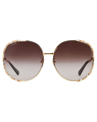 Gucci Oversized Rounded Sunglasses In Gold