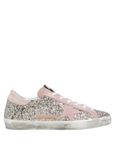 Golden Goose Superstar Glitter Low-top Sneakers In Silver/blush