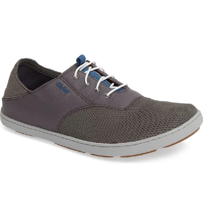 Olukai Men's Nohea Moku Boat Shoe In Fog/ Charcoal