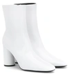 Balenciaga Women's Oval Block-heel Leather Ankle Boots In White