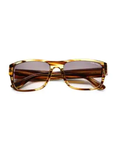Tom Ford Men's Mason 58mm Rectangular Sunglasses In Shiny Stripe Brown Honey/gradient Smoke Lenses
