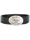 Prada Oval Logo Reversible Leather Belt, Black/brown