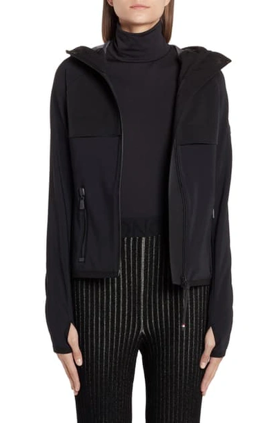 Moncler Water Repellent Hooded Jacket In Black