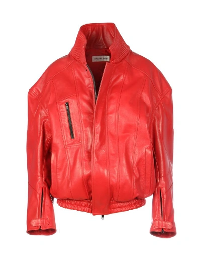 Balenciaga Leather Jacket In Red Leather