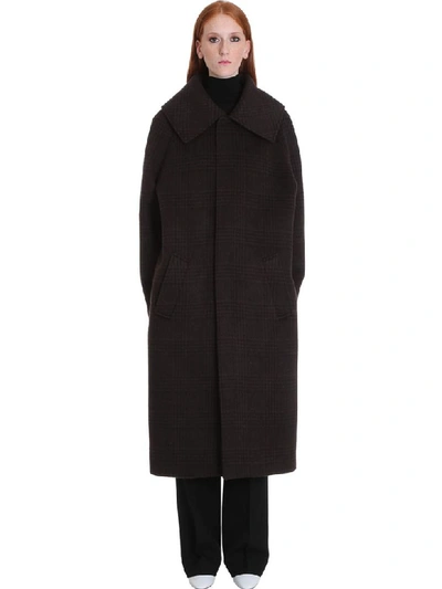 Balenciaga Incognito Coat In Brown Wool