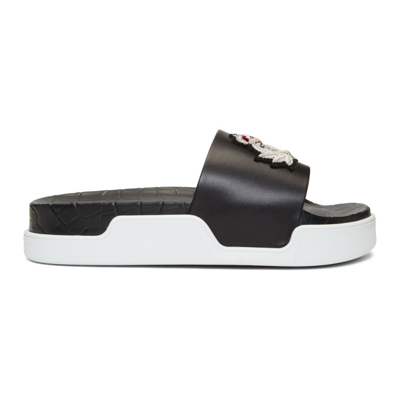 Christian Louboutin Men's Beau Pool Slide Sandals In Black/silver