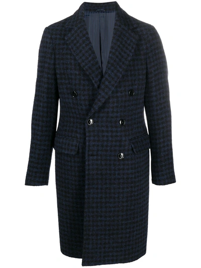 Mp Massimo Piombo Douglas Gingham Virgin Wool Coat In Blu Nero