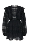 Ulla Johnson Jolie Ruffled Cotton-blend Mini Dress In Black