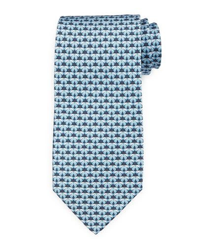 Ferragamo Butterfly-print Silk Tie, Blue/gray