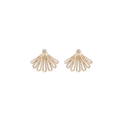 Aurate Deco Fan Diamond Cluster Earrings In Gold