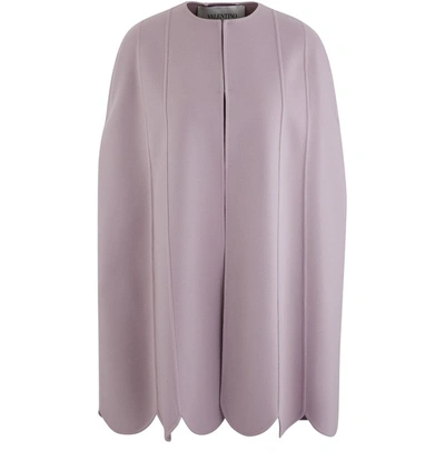 Valentino Cashmere & Wool Sleeveless Scalloped Cape In Water Lilac