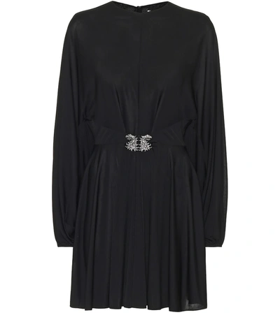 Valentino Embellished-griffon Fluid Jersey Dress In Nero