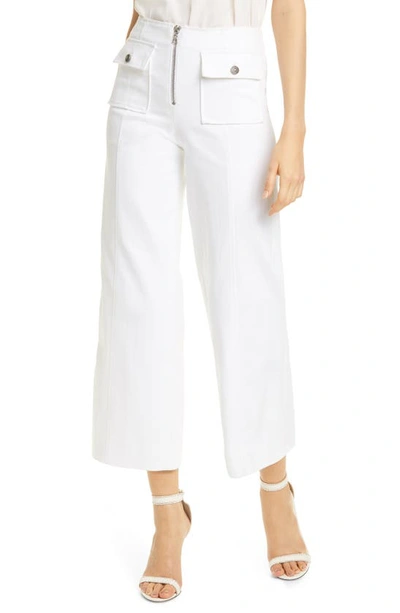Cinq À Sept Azure High Waist Zip Wide Leg Crop Jeans In White