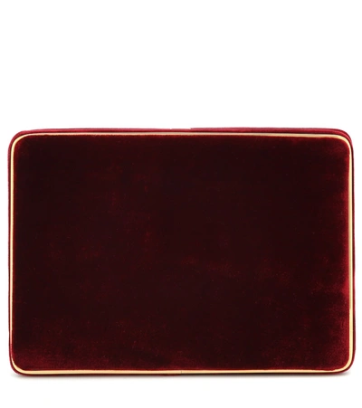Hunting Season The Square Compact Velvet Clutch In Red