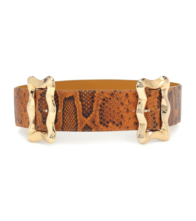 Rejina Pyo Luna Snakeskin-effect Print Belt In Orange