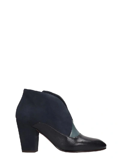 Chie Mihara Elgi High Heels Ankle Boots In Blue Suede And Leather