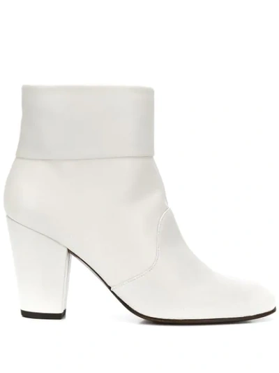 Chie Mihara Ebro High Heels Ankle Boots In White Leather