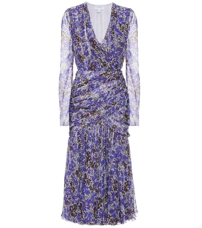 Giambattista Valli Floral Silk Midi Dress In Purple