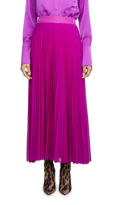 Victoria Victoria Beckham Pleated Jersey Midi Skirt In Orchid Mauve