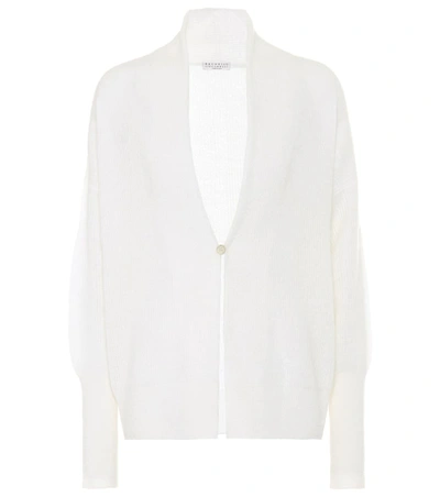Brunello Cucinelli Mohair And Wool-blend Cardigan In White