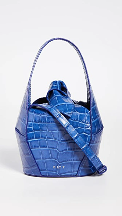 Dlyp Top Knot Bag In Cobalt Croc