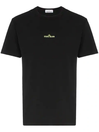 Stone Island Reflective Logo Print T-shirt In V0029 - Black