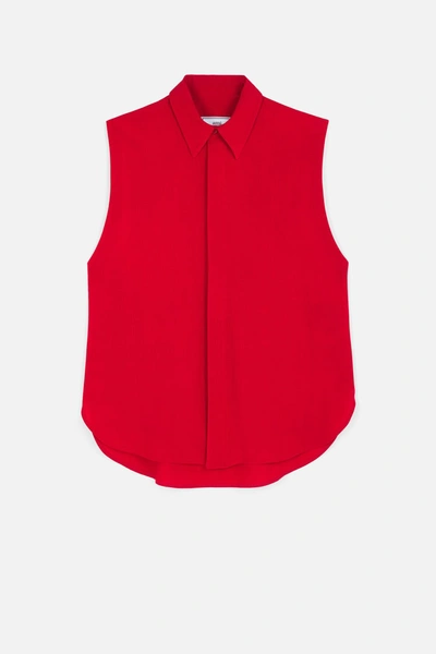Ami Alexandre Mattiussi Sleeveless Shirt With Invisible Button Placket In Red