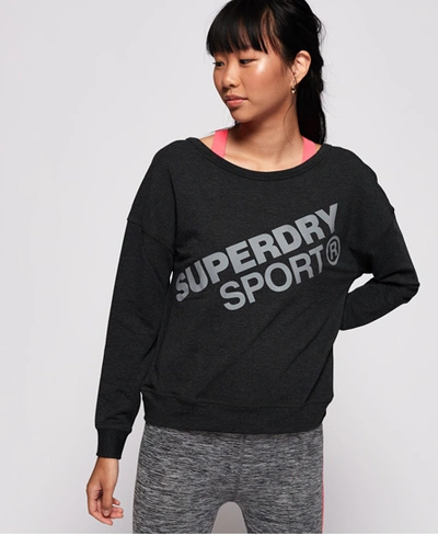 Superdry Active Graphic Crew Neck Top In Black