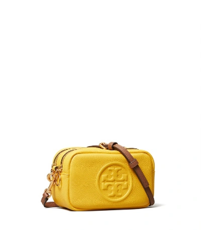 Tory Burch Perry Bombe Mini Leather Crossbody In Lemon Drop