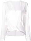 A.l.c Harmon Draped Long-sleeve Silk Top In Gesso