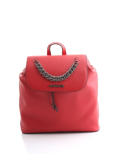 Love Moschino Red Leather Backpack