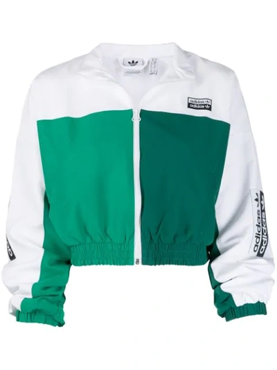 Adidas Originals White Polyester Outerwear Jacket In White Bgreen
