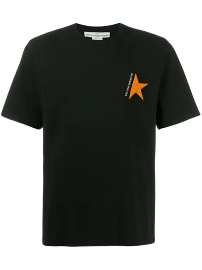Golden Goose Black Cotton T-shirt With Iconic Star Patch
