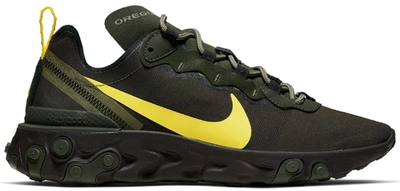 Pre-owned Nike  React Element 55 Oregon In Sequoia/black-medium Olive-yellow Strike