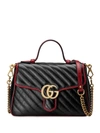 Gucci Gg Marmont Top Handle Diagonal Matelasse Small Black/cerise