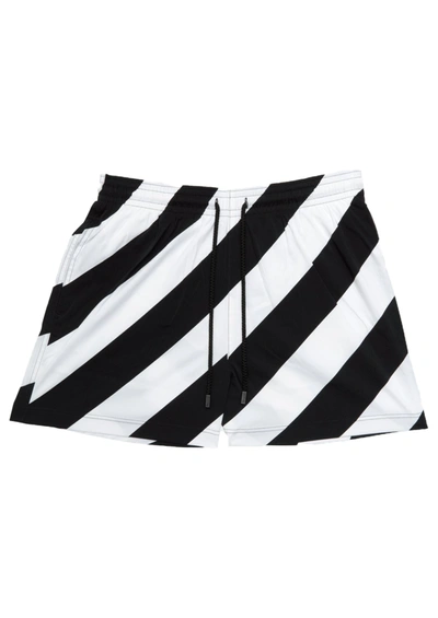 Pre-owned Off-white Diag Print Swim Shorts Black/white