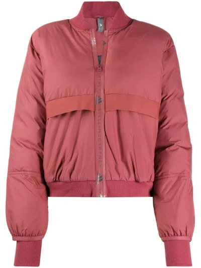 Adidas By Stella Mccartney Padded Bomber Jacket In Clay Red-smc