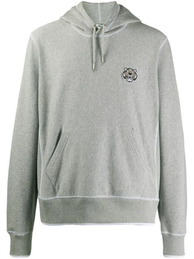 Kenzo Tiger Crest Patch Grey Hoodie In 94 Pearl Grey