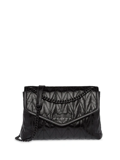 Miu Miu Small Trapuntato Quilted Calfskin Leather Shoulder Bag In Black