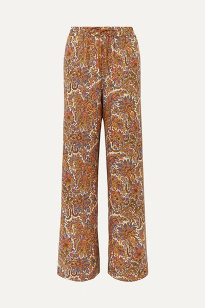 Etro Paisley-print Wool And Silk-blend Straight-leg Pants In Beige