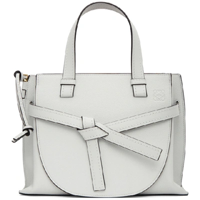 Loewe White Small Gate Top Handle Bag In 1765 Kaolin