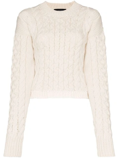 Joseph Cable Mix Knit Jumper In White