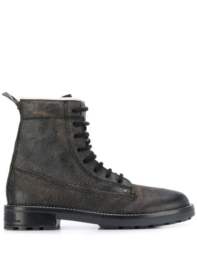 Diesel Lace-up Ankle Boots In Black