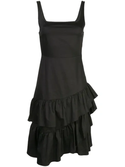 Cynthia Rowley Eva Polished Ruffle Dress In Black
