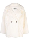 Apparis Anais Double-breasted Faux-fur Peacoat In White