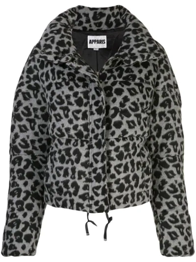 Apparis Women's Chris Leopard-print Puffer Jacket In Noir Ash Grey