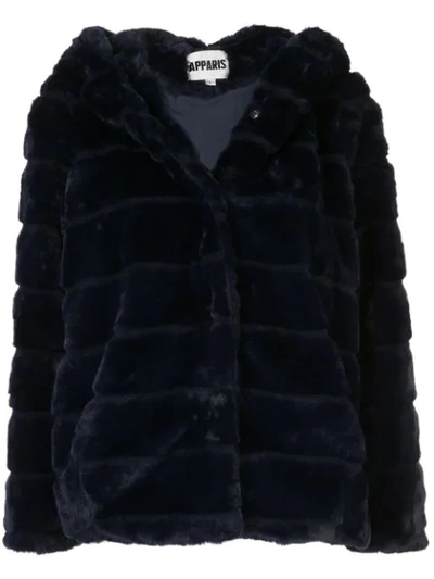 Apparis Goldie 4 Paneled Faux Fur Jacket In Noir